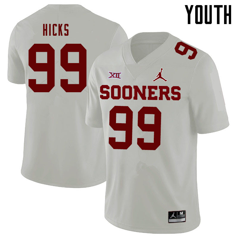 Jordan Brand Youth #99 Marcus Hicks Oklahoma Sooners College Football Jerseys Sale-White - Click Image to Close